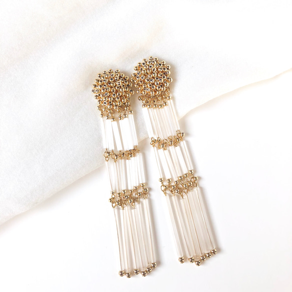 chandelier earring L [ピアス]///ウェディング、結婚式やパーティにも 2枚目の画像