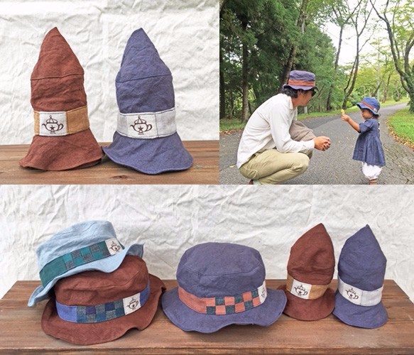 【大人58.5cm】手染めリネン100%・Picnic☆hat(一点物) 4枚目の画像