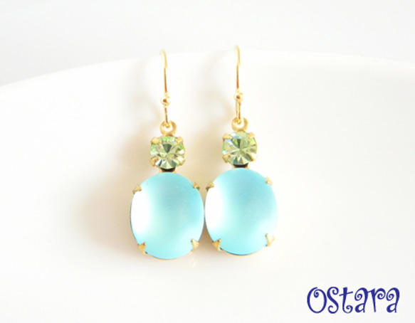 Rock Candy Earrings /Blue&Clear Green 1枚目の画像