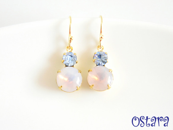 Rock Candy Earrings /White Opal&Clear Blue 1枚目の画像