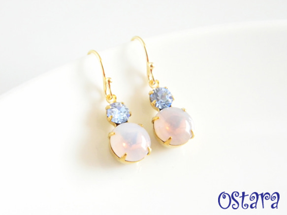 Rock Candy Earrings /White Opal&Clear Blue 2枚目の画像