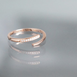 【Dainty & Minimalist】Silver925 Pink Gold CZ Open Ring 7枚目の画像