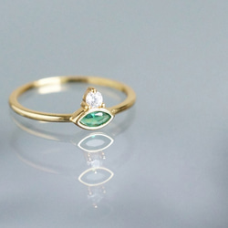 【Dainty & Minimalist】Silver925 Marquise Emerald CZ Ring 3枚目の画像