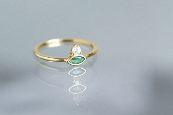 【Dainty & Minimalist】Silver925 Marquise Emerald CZ Ring 3枚目の画像