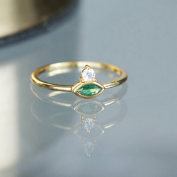 【Dainty & Minimalist】Silver925 Marquise Emerald CZ Ring 4枚目の画像