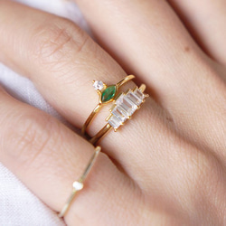 【Dainty & Minimalist】Silver925 Marquise Emerald CZ Ring 7枚目の画像