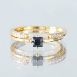 【Dainty & Minimalist】Silver925 Square Black CZ Stacking Ring 9枚目の画像