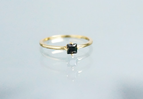 【Dainty & Minimalist】Silver925 Square Black CZ Stacking Ring 4枚目の画像