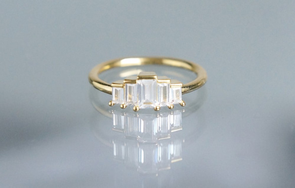 【Dainty & Minimalist】Art Deco Design Glass Stacking Ring 2枚目の画像