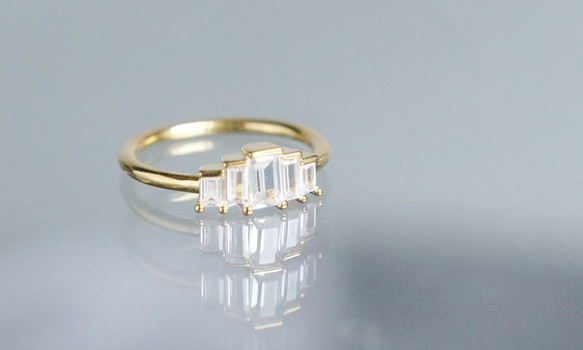 【Dainty & Minimalist】Art Deco Design Glass Stacking Ring 3枚目の画像