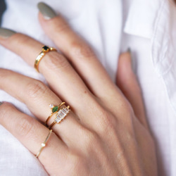 【Dainty & Minimalist】Art Deco Design Glass Stacking Ring 8枚目の画像