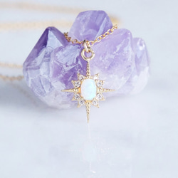 【14KGF】Opal Crystal Star CZ Necklace 4枚目の画像