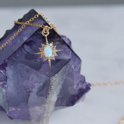 【14KGF】Opal Crystal Star CZ Necklace 2枚目の画像