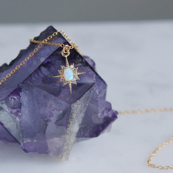 【14KGF】Opal Crystal Star CZ Necklace 5枚目の画像