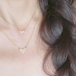 【14KGF】Dainty Lovely CZ Heart Necklace(S) 7枚目の画像