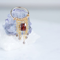 【Bohemian】Carmen Garnet,Smoky Quartz,14KGF Adjustable Ring 4枚目の画像