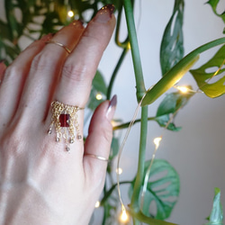 【Bohemian】Carmen Garnet,Smoky Quartz,14KGF Adjustable Ring 7枚目の画像