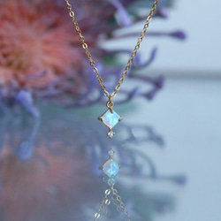 【14KGF】Tiny CZ White Opal Elegant Necklace 1枚目の画像