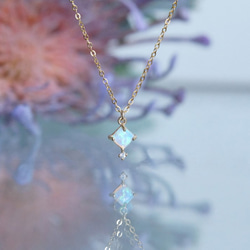 【14KGF】Tiny CZ White Opal Elegant Necklace 2枚目の画像