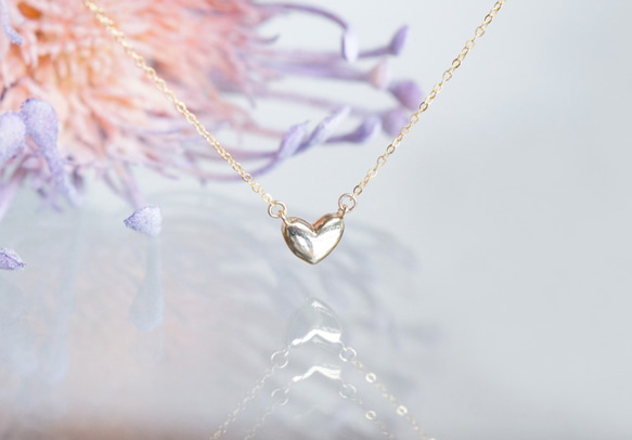 【14KGF】Glossy Tiny Heart Necklace 4枚目の画像