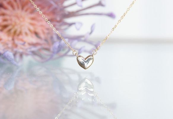 【14KGF】Glossy Tiny Heart Necklace 5枚目の画像