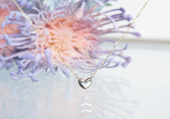 【14KGF】Glossy Tiny Heart Necklace 6枚目の画像