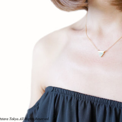 【14KGF】Necklace,Mat Gold Triangle,"Mint Green Jade" 3枚目の画像