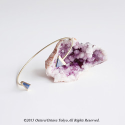 Adjustable Wire Bangle, Triangle Gemstone " Lapis Lazuli " 2枚目の画像
