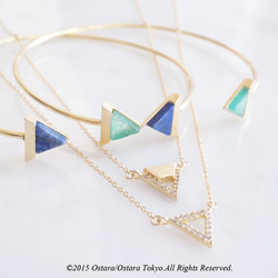 Adjustable Wire Bangle, Triangle Gemstone " Lapis Lazuli " 1枚目の画像