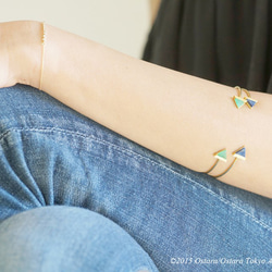 Adjustable Wire Bangle, Triangle Gemstone " Lapis Lazuli " 5枚目の画像