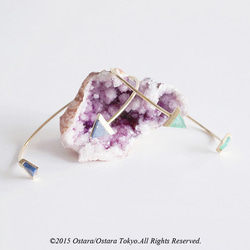 Adjustable Wire Bangle, Triangle Gemstone " Lapis Lazuli " 3枚目の画像