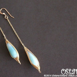 【14KGF】Looping Wire Earrings,Gemstone -Amazonite- 第1張的照片