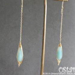 【14KGF】Looping Wire Earrings,Gemstone -Amazonite- 第3張的照片