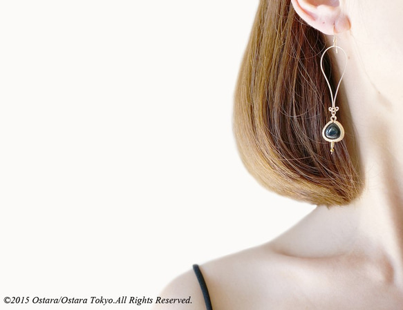 【14KGF】Hammered Teardrop Glass Earrings 5枚目の画像