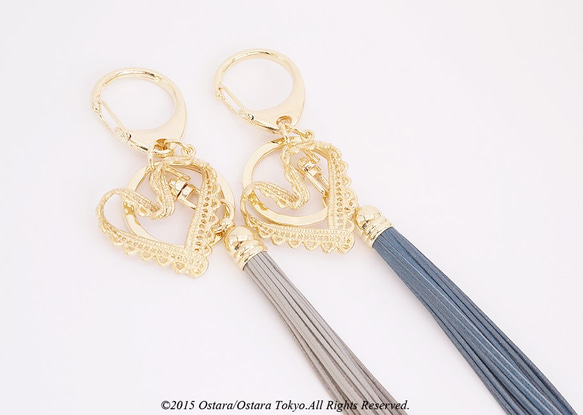 Leather Tassel Key Holder  -Laced Heart- 4枚目の画像