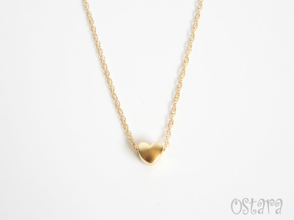 【14KGF】16K Gold Plated Mat Gold Tiny Heart 1枚目の画像