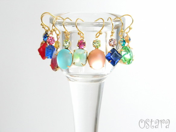 Rock Candy Earringエメラルドグリーン＆インディコライト 5枚目の画像