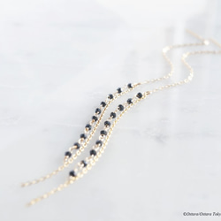 【Monica】14KGF,Ear Thread Earrings,Dangle Tiny Swarovski- 4枚目の画像