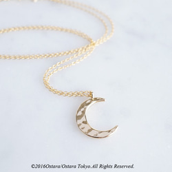 【14KGF】Necklace,Embossed Crescent Moon(M) 2枚目の画像