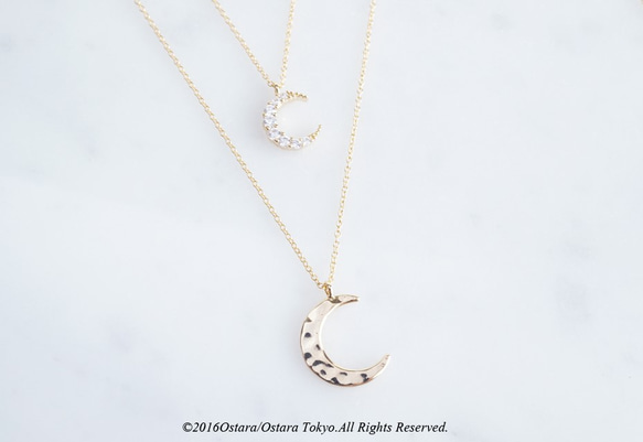 【14KGF】Necklace,Embossed Crescent Moon(M) 1枚目の画像