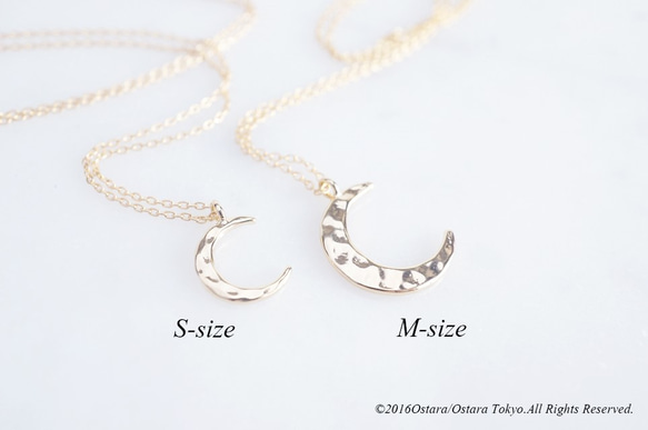 【14KGF】Necklace,Embossed Crescent Moon(M) 5枚目の画像