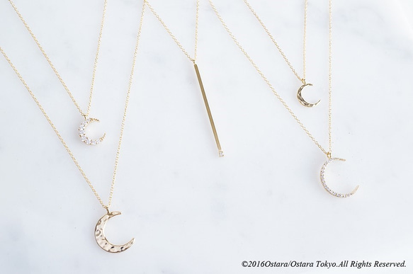 【14KGF】Necklace,Embossed Crescent Moon(M) 7枚目の画像