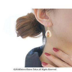 【14KGF】 Earrings,Embossed Teardorop Glass 5枚目の画像