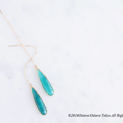 【14KGF】Ear Thread Earring, Long Teardrop-Emerald- 第1張的照片