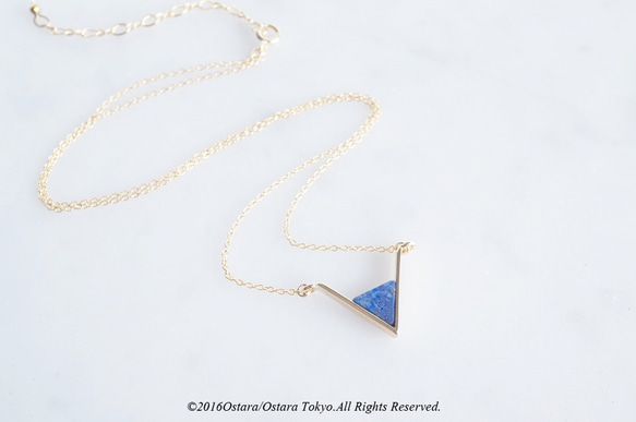 【14KGF】Necklace,Gem Lapis Lazuli Triangle 2枚目の画像