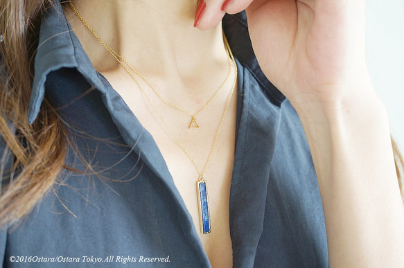 [14KGF]項鍊，寶石青金石Lazuli長棒 第4張的照片