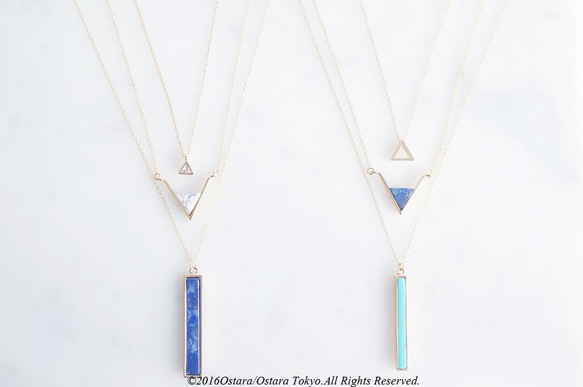 [14KGF]項鍊，寶石青金石Lazuli長棒 第6張的照片