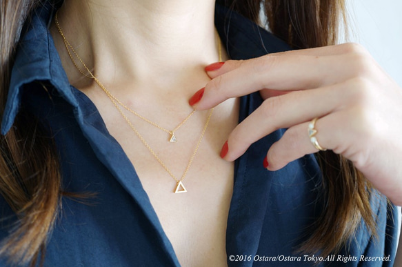 【14KGF】Necklace,Gold Tiny Triangle 3枚目の画像