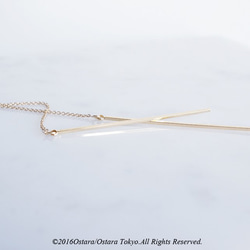 【14KGF】Ear Thread Earrings,Glossy Gold Long Stick Bar 3枚目の画像