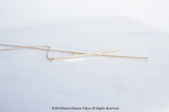 【14KGF】Ear Thread Earrings,Glossy Gold Long Stick Bar 3枚目の画像